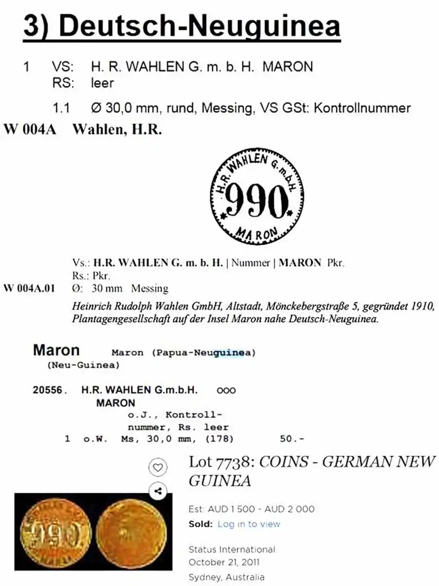 Maron-Island-Token-German-New-Guinea